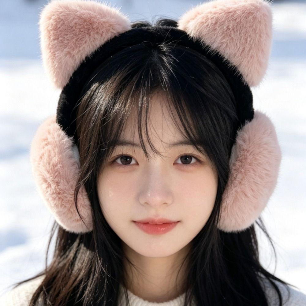 Ear Cap Winter Cat Ears Earmuffs Y2k Faux Fur Ear Muffs Comfortable Leopard Print Ear Mask Riding