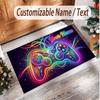 Game Controller Theme Soft Crystal Velvet Rug Custom Name & Text Print Non Slip Floor Rug for Bedroom Living Room