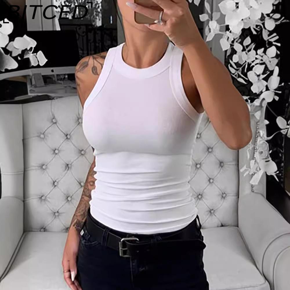 BITCED Women's Summer Solid-Colour Sleeveless Fitted Top
