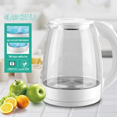 2l Glas-Wasserkocher mit LED-Anzeige, automatische Haushaltsabschaltung, kochtrockenes Schutzwasser