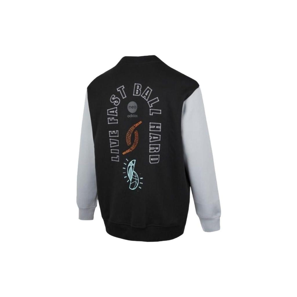 Adidas Neo Patterned Print Single-Breasted Long Sleeve Jacket Men Jackets Black HM1988