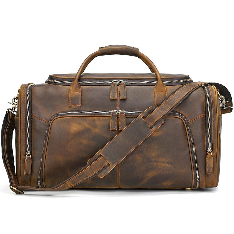 Leather Travel Bag Duffle Bags Large Size Luggage Bag Genuine Leather Bag For Men Male Crazy Horse Leather Bags Vintage Bag
