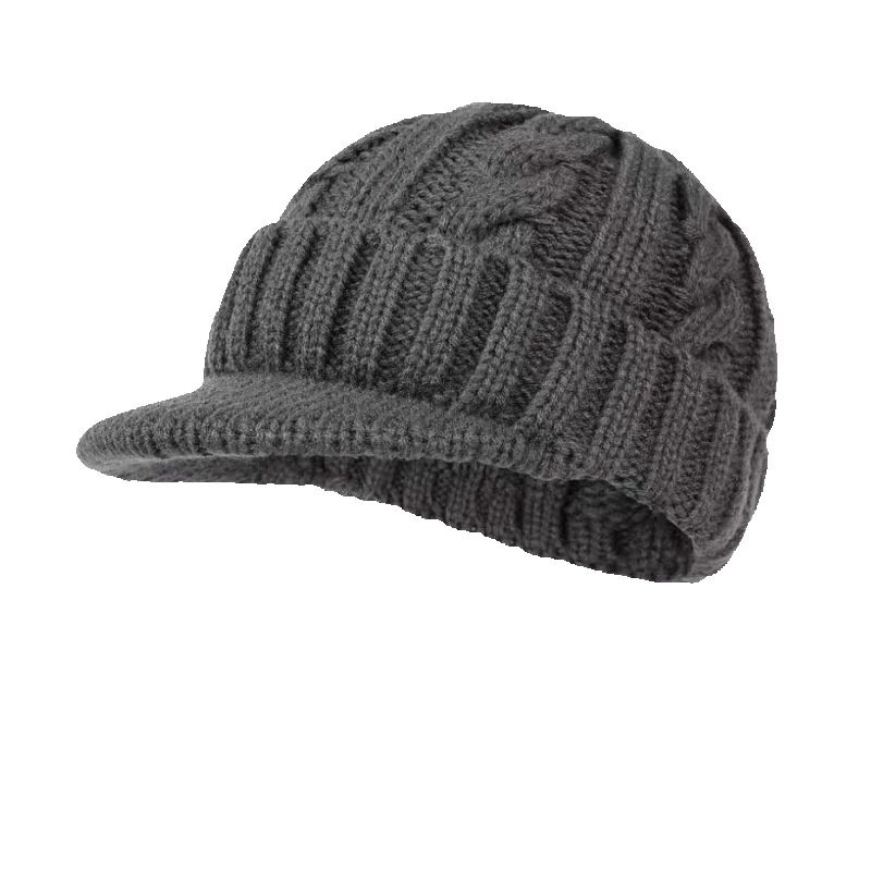 2026New Men's Short-Brimmed Baseball Cap Classic Fashion Winter Warm Baseball Cap Thickened Braided Knitted Hat