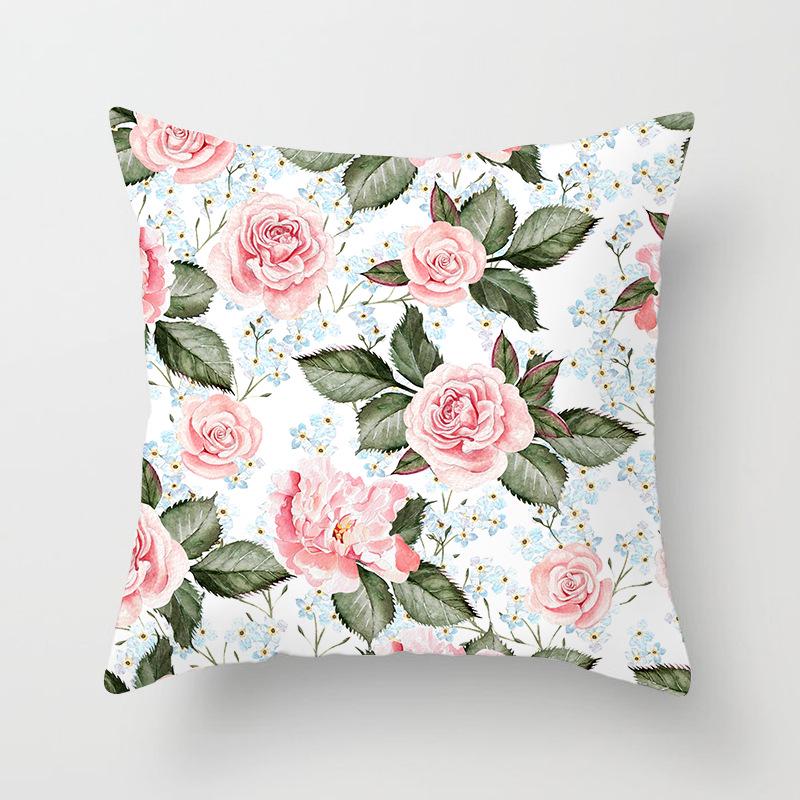Ins Plant Flower Peach Skin Fleece Pillow Cover Sofa Car Pillow Cushion Cover Lunch Home Furnishing