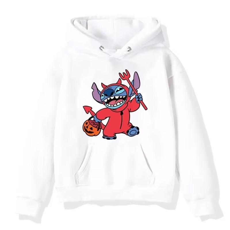 Halloween Stitch Pattern Hoodies Cute Cartoon Disney Sweatshirts Pocket Clothing Daily Men Hoodies Autumn Winter Pullover Tops