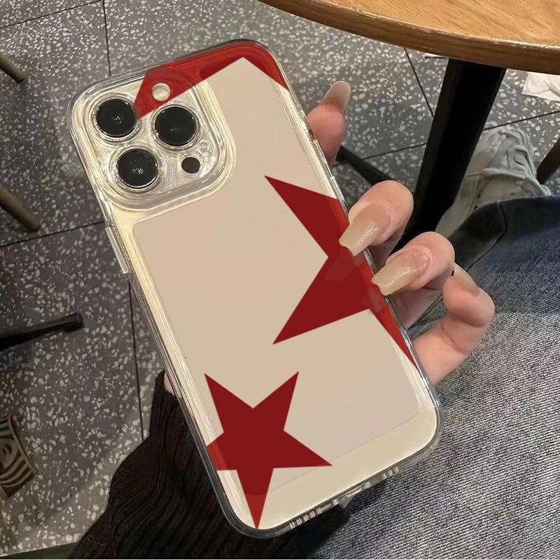 Minimalist Red Star Transparent Phone Case for Samsung Galaxy A06 A55 5g S25 S24 Ultra S23 S21 FE A54 A15 A35 A36 A16 A05 Cover