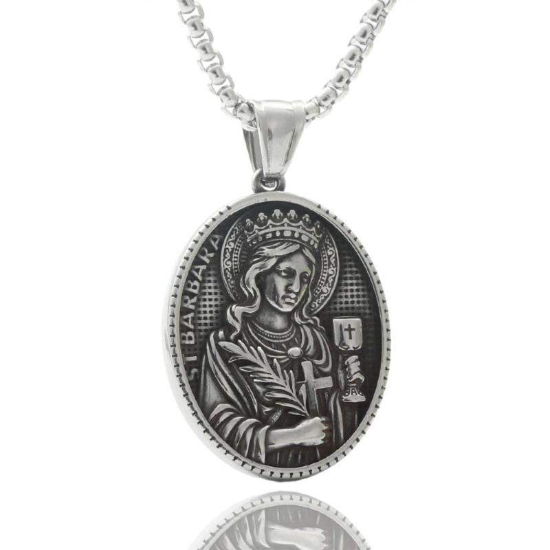 Men's Stainless Steel Neckchain Hip Hop Necklace with Unique Religious Pendant Charm Designing Fashionable Jewelry