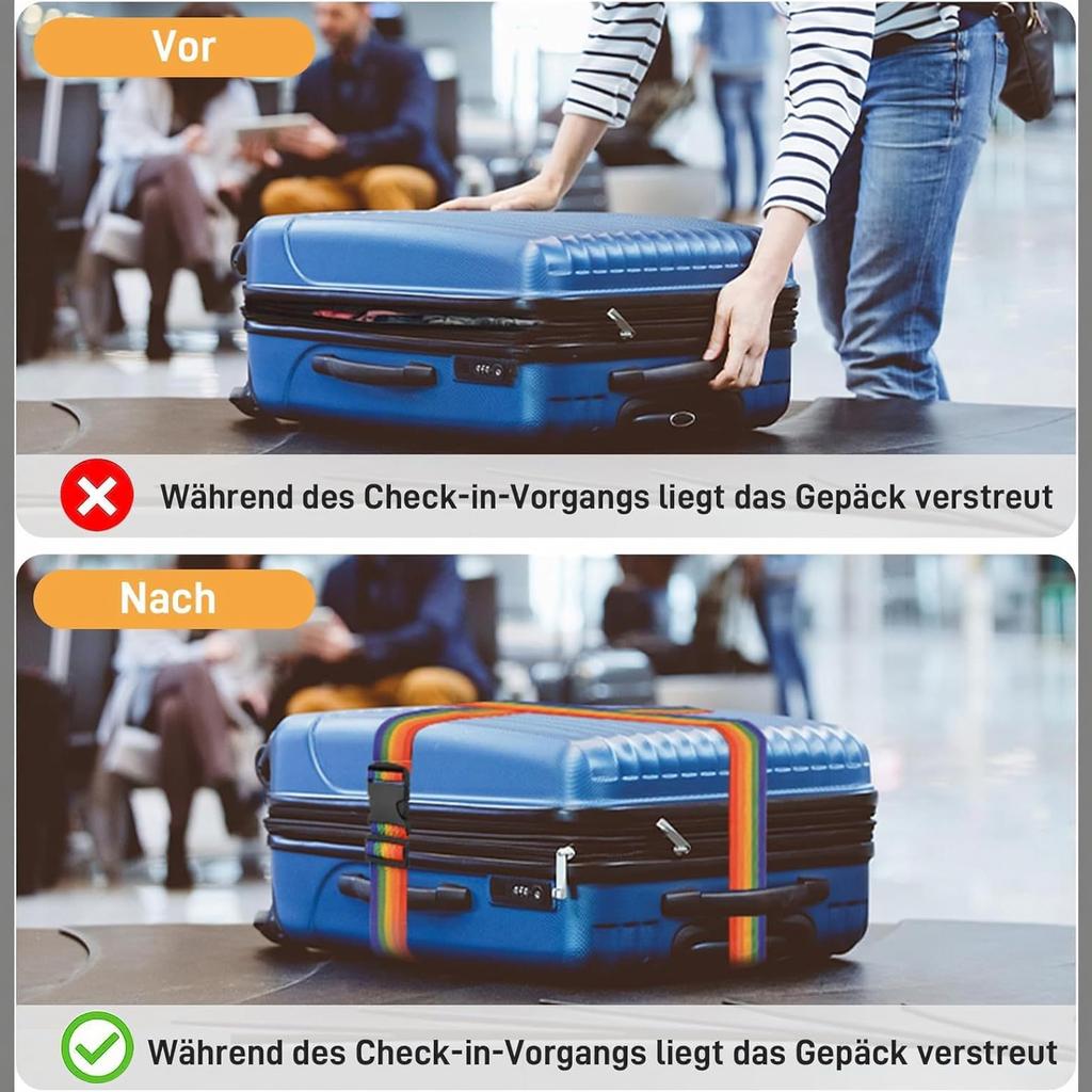 4-Piece Adjustable Luggage Straps for Suitcases and Travel Bags, Tie-Down Straps