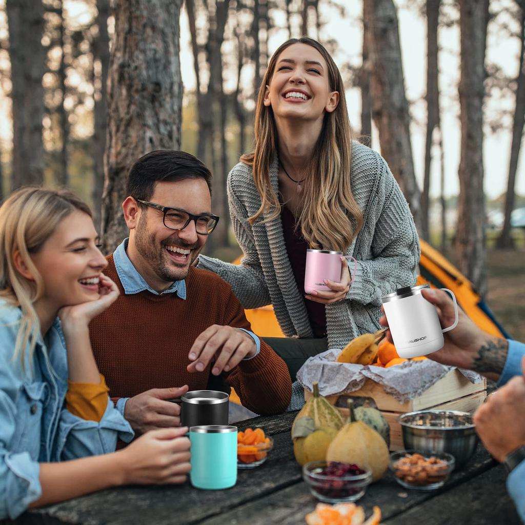 HAUSHOF Edelstahlbecher Vakuumisoliert Kaffeetasse mit Deckel 300ml Tasse Doppelwandiger Tragbarer Becher Thermobecher Flasche Convenience-Store Becher Outdoor