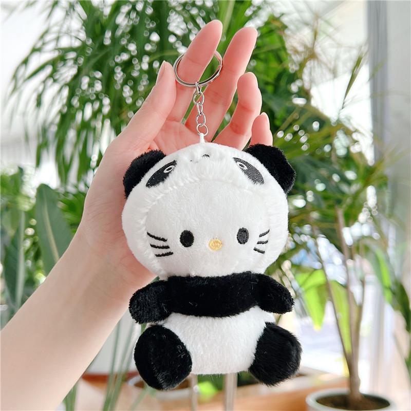 Cute Panda Plush Keychain Doll Cartoon Stuffed Animal Pendant Bag Charm Accessory