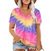 Moda Estiva T-shirt Tie Dye Stampa 3D Donna Streetwear Magliette Casual Top Y2k Donna Harajuku Magliette Scollo a V Abbigliamento Oversize