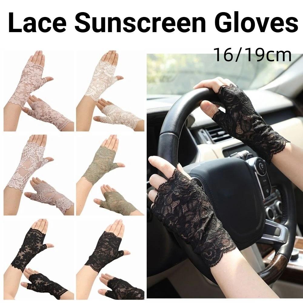 Flower Pattern Fingerless Gloves Breathable Mesh Bridal Short Gloves Arm Sleeve Scar Covering
