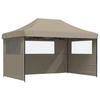VidaXL Tente de réception pliable escamotable 3 parois latérales taupe, tente, tente à auvent, auvent de gazebo 4004970
