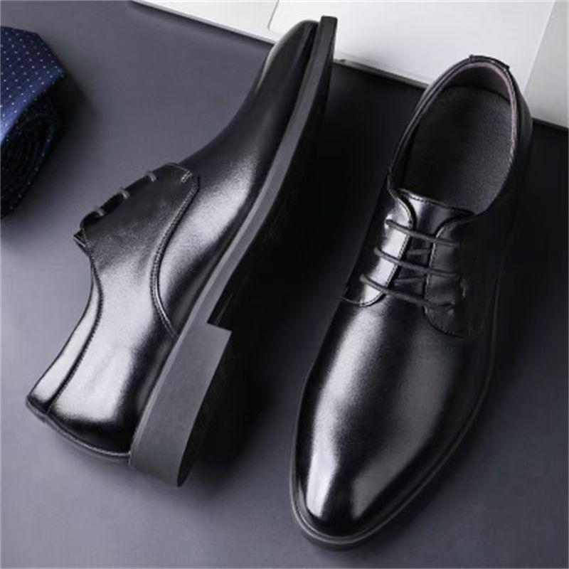 Supermarket Soft Sole British Business Dress Leather Shoes Men's Shoes Inner Height Increase Single Shoes Shoes Casual Shoes Suit