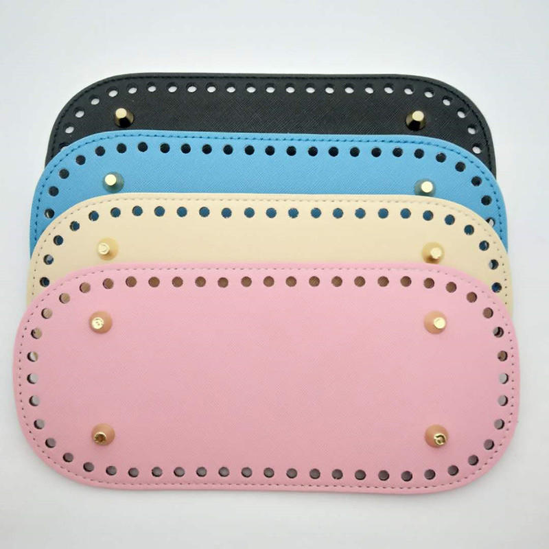 Creative Oval Shape DIY Hand Stitched Woven Bag Cushion Base with Holes Rivet Bottom Accessories