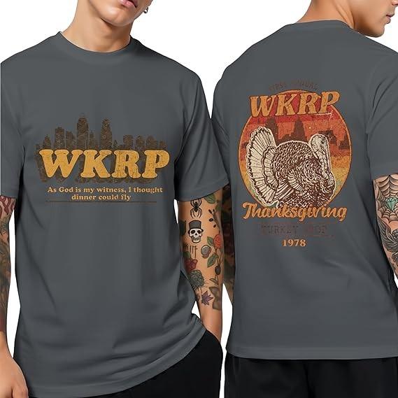 WKRP Turkey Drop T Shirt Funny Thanksgiving Shirts for Men Wome