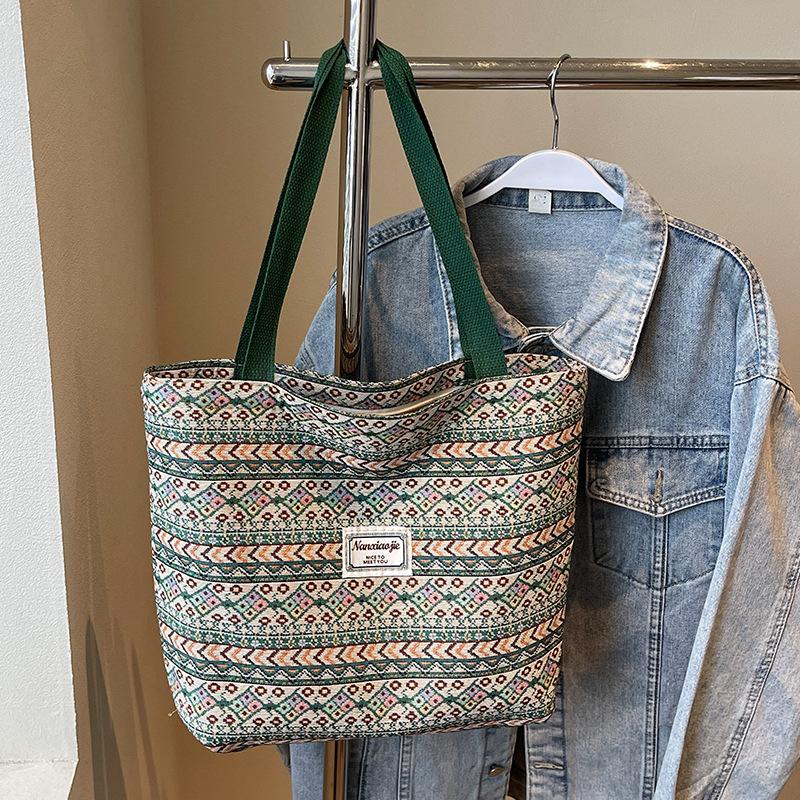 Large-capacity Ethnic-style Bag, Women's Fashionable Tote Bag, Student Single-shoulder Class Commuting Bag