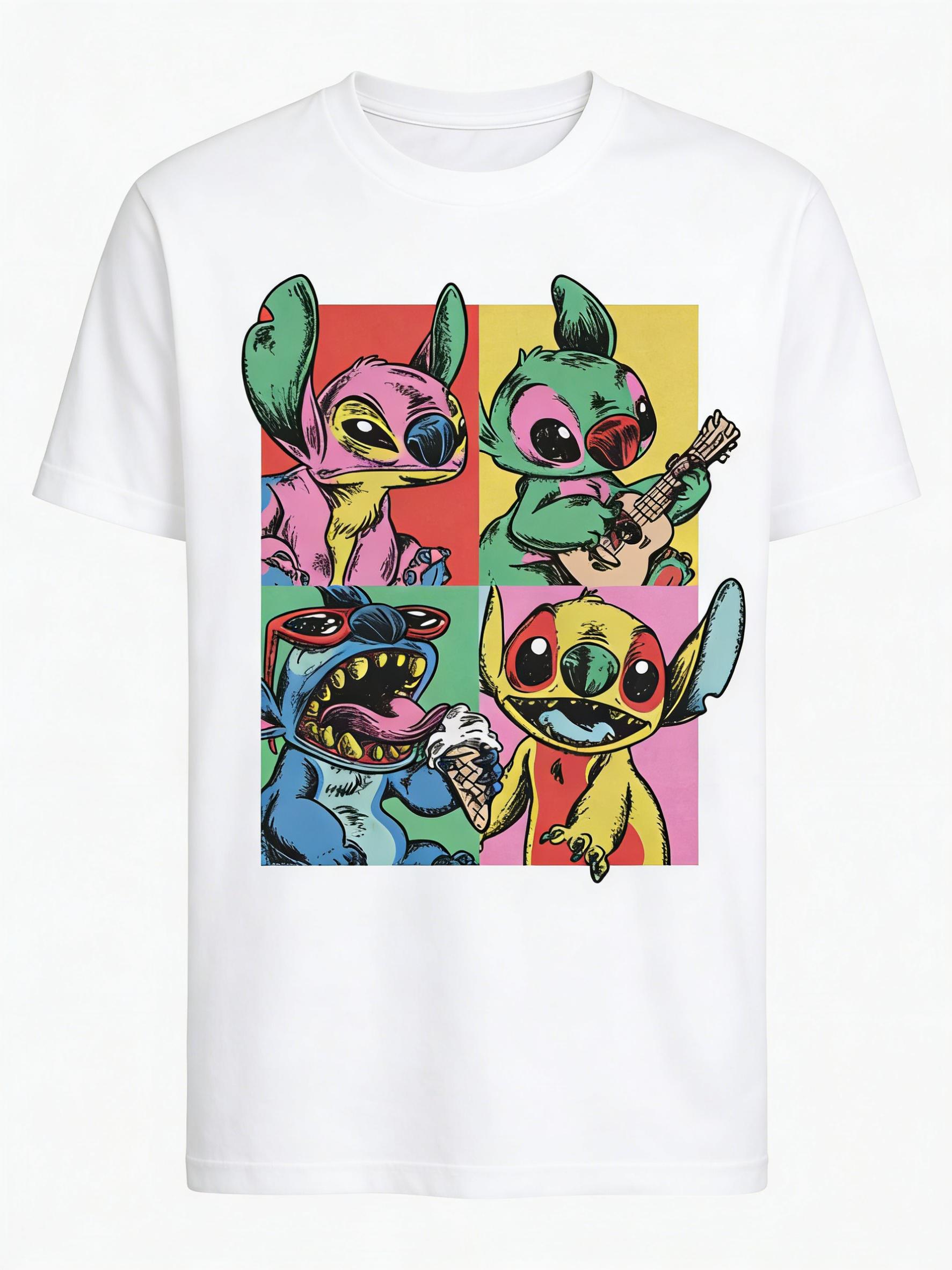 

New Fashion Star Baby Vintage Stitch Cartoon Print High Quality Womens Short Sleeve Loose Casual TShirt S