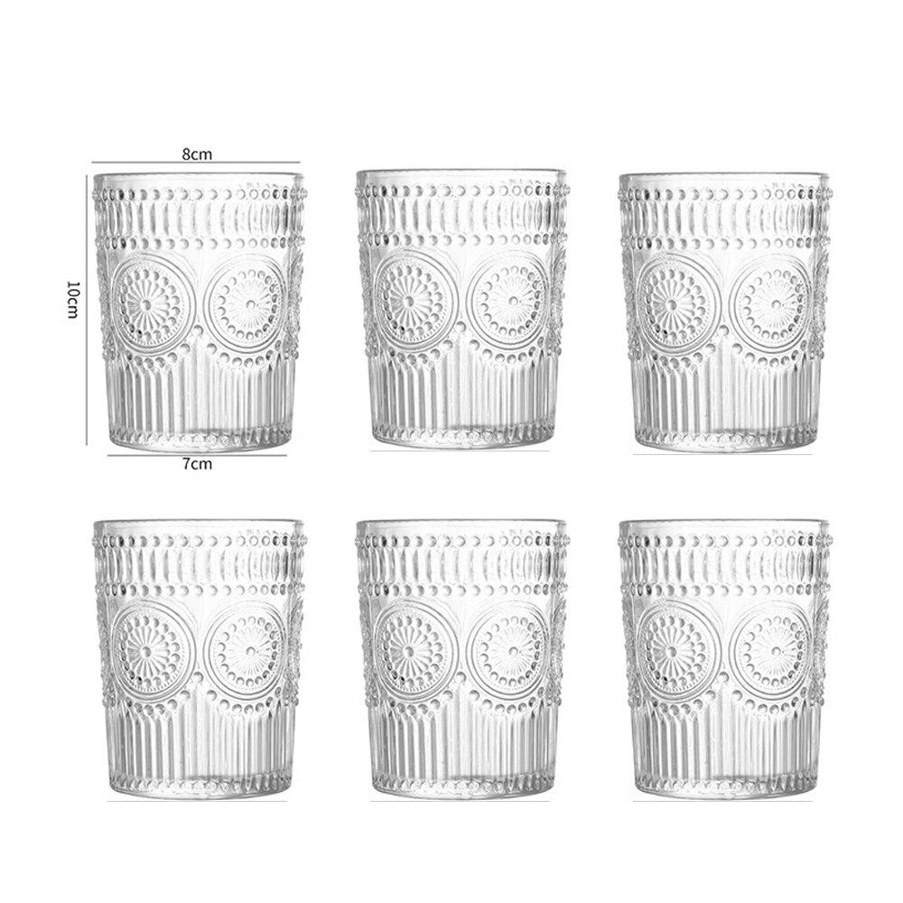 6 PCs 300ml Transparent Wine Glass Set Drinking Cup Baroque Glassware for Dinner Parties Bar Thick Heat Resistant Unleaded Glass
