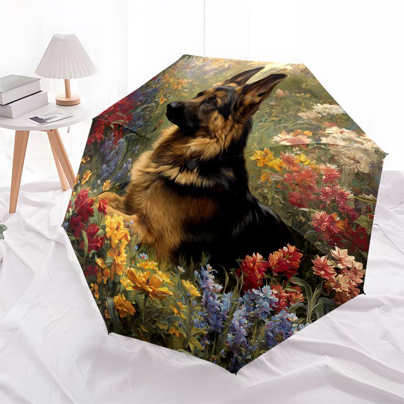 1 PC Automatic Folding Umbrella - German Shepherd Pattern, Portable & Foldable Design with 8 Ribs, Christmas Birthday Gifts