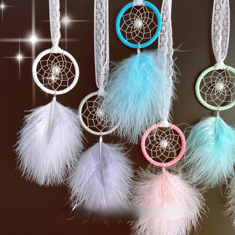 Handmade Mini Dream Catcher Pendant for Bedroom Decor Creative Feather Wind Chimes Dreamcatcher Car Ornaments Original Design