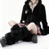 y2k Plush thickened warm leg warmers for autumn and winter, faux fur leg covers, retro subculture style, fluffy and plush