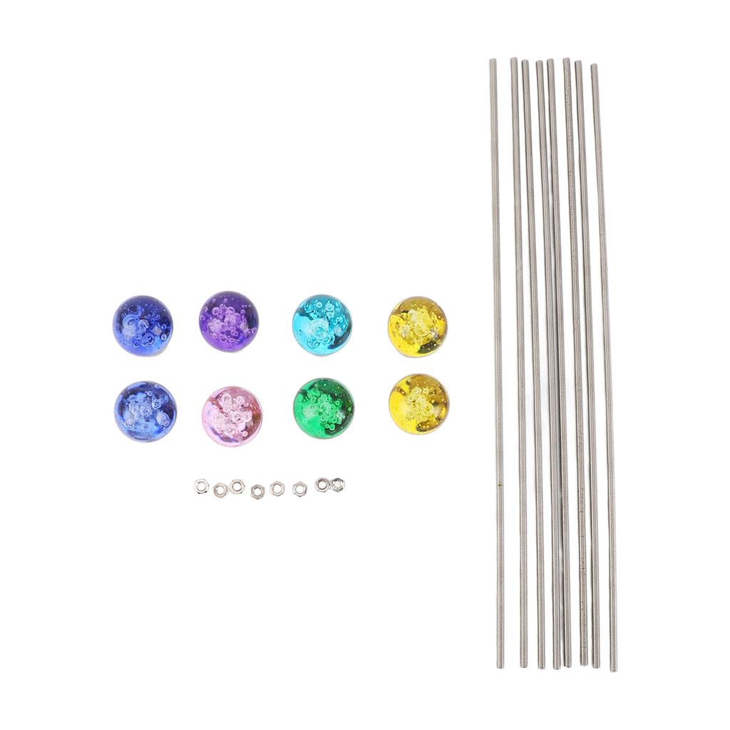 8PCS DIY Garden Beaded Stakes Stainless Steel Fairy Garden Stakes Wands with Crystal Stopper Top