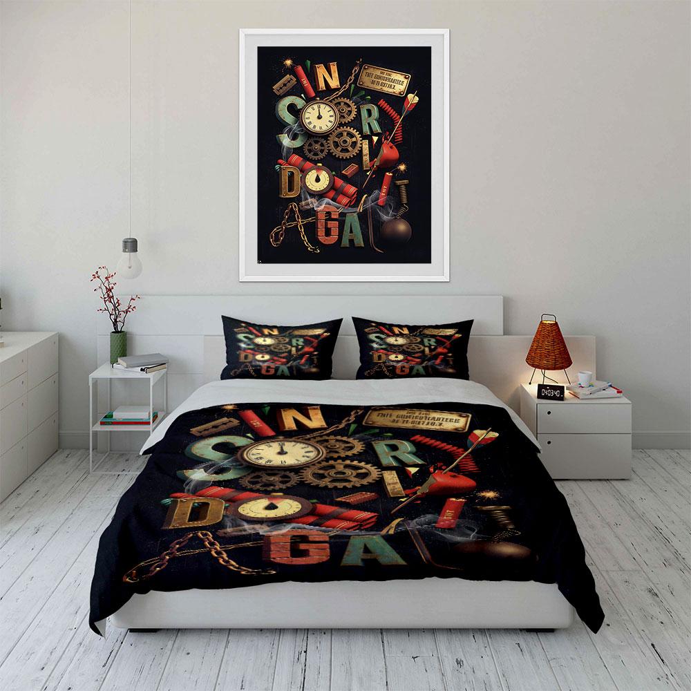 Clock, Gears, Dynamite, Letters. Bedding Sets Duvet Cover Sets Duvet Covers Pillowcases(1 * Duvet Cover 2 * Pillowcases, Without Duvet Insert)