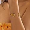 Starfish Crab Asymmetrical Open Bangle for Women Men Stainless Steel Gold-Plated Scallop Shell Bangle Boho Beach Party Jewelry
