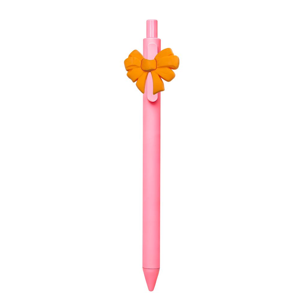 Pink Bow Series Girls' Soft Rubber Click Ballpoint Pens