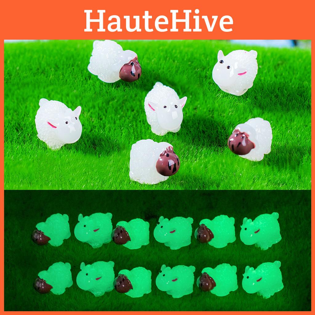Cute Luminous Sheep Resin Figures For Miniature Garden And Fairy Landscapes