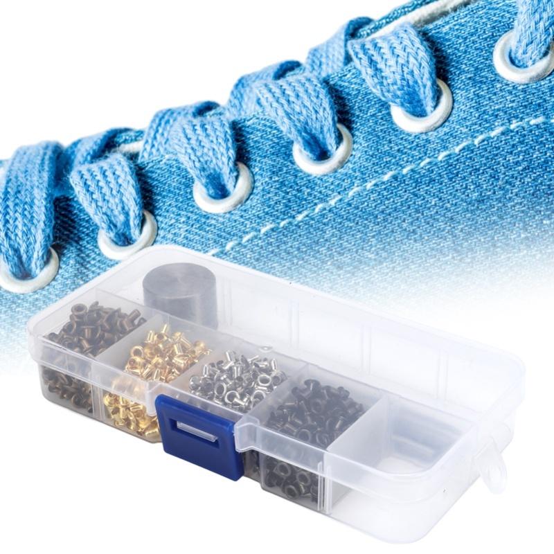 Ösen 2mm Plattiertes Kupfer Metall Ösen-Set Schnürsenkel Gürtel Ösen mit Aufbewahrungsbox aus Kunststoff