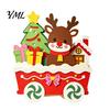 Christmas Party Supplies Wooden Cart Tabletop Decorations, Xmas Figurine Ornament with Snowman Winter Theme Decorations Elk Penguin, Festive