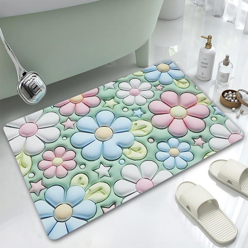 Thickened Absorbent Diatomaceous Mud Embossed Carpet Entry Door Mat Toilet Bathroom Kitchen Balcony Non-slip Mat