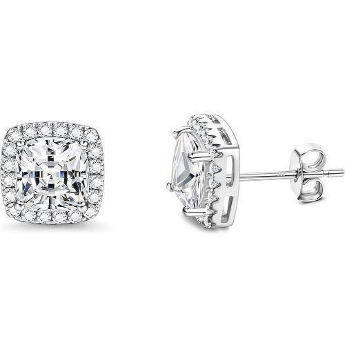Silver Needle Cubic Zirconia Stud Earrings for Women Men 14K Gold Plated Hypoallergenic Dainty Stud Earrings Jewelry