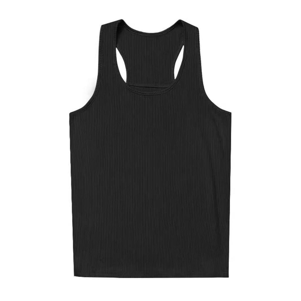 Vestă de fitness cu uscare rapidă de vară pentru bărbați – Cămașă sport fără mâneci, de culoare uni, marca de modă americană