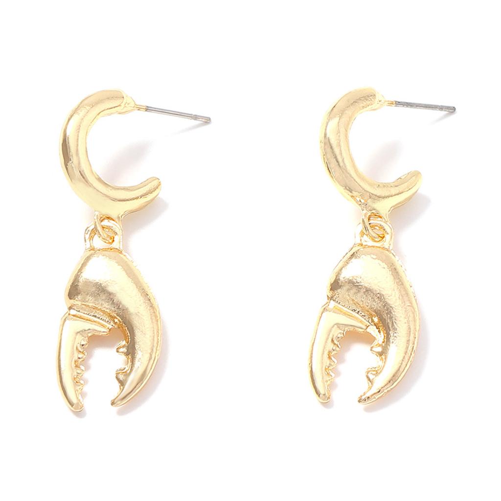 European and American niche fun ocean style metal crab claw earrings simple fashion versatile summer travel women's models