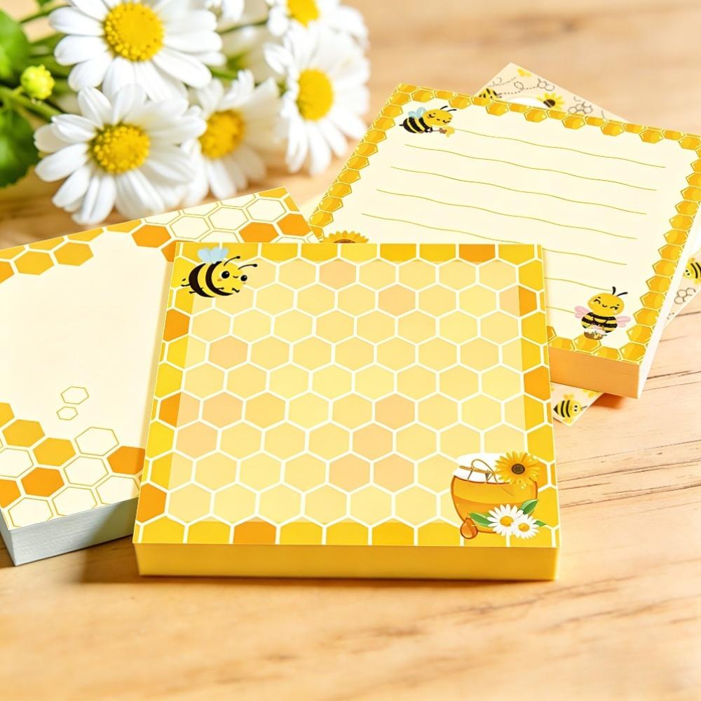 9 Packs Mixed Cute Honeybee Patterns Sticky Notes Self Adhesive Square Memo Pads Set for Students