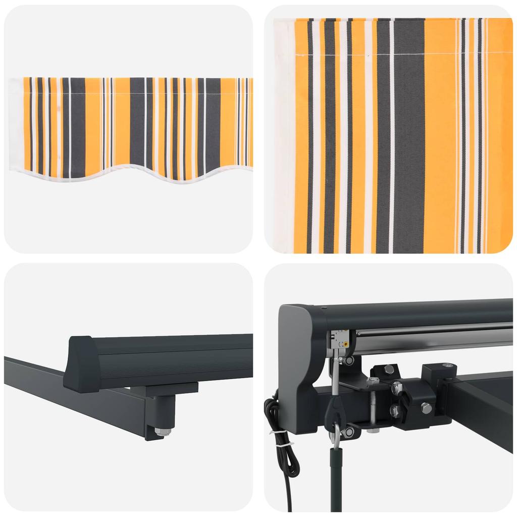 Retractable Awning Frame Yellow and Grey 300 X 250 Cm