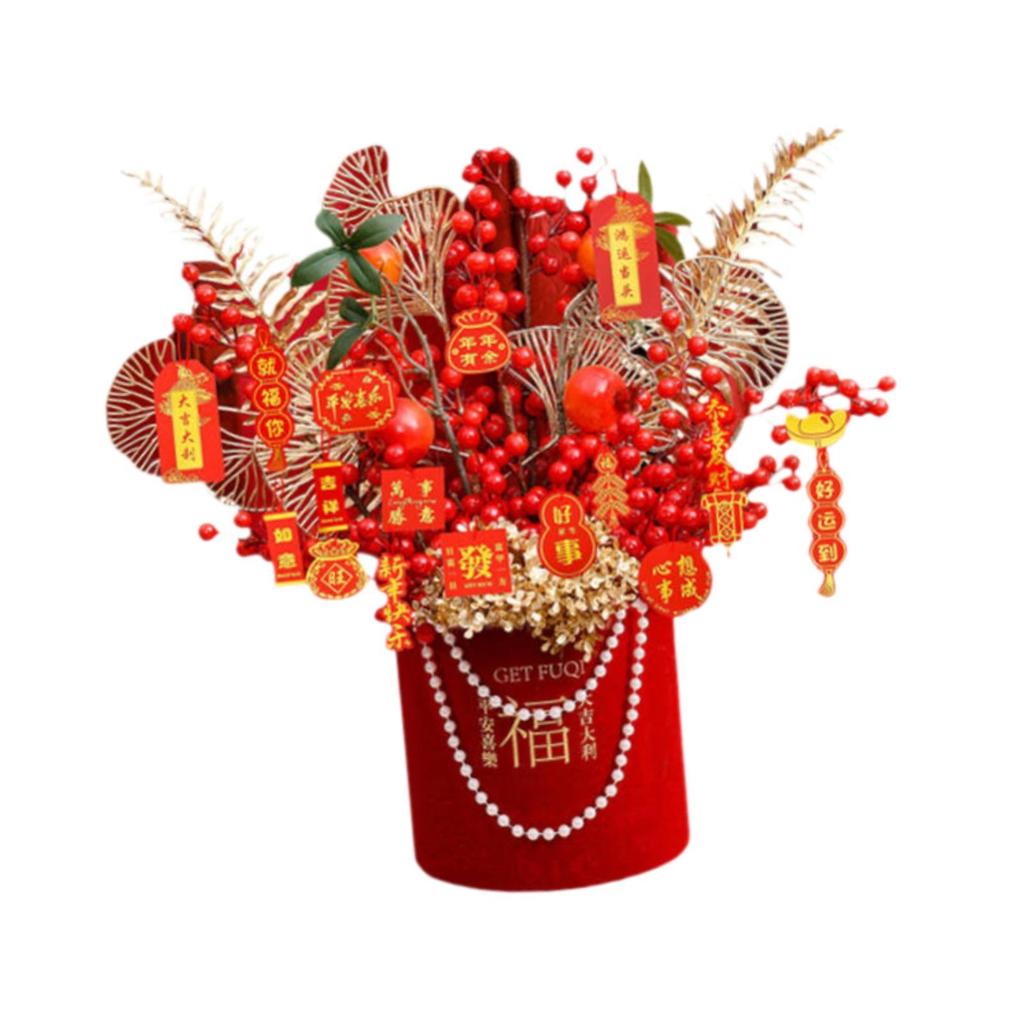 2025 Chinese New Year Decorative Plant Lucky Bucket for Tabletop Use 24inch Height