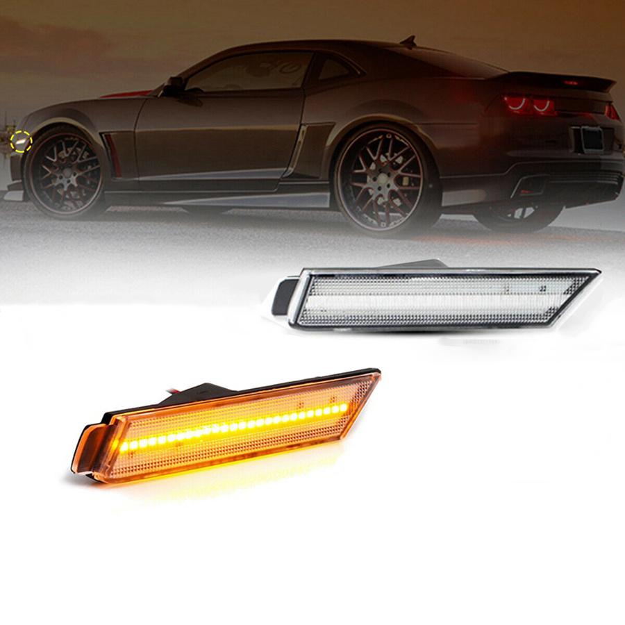 Clear LED Front Fender Side Marker Signal Light Amber For Chevrolet Camaro 10-15