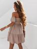 Women Off Shoulder Midi Dress Summer Sexy Short Solid Sleeve Ruffles Dresses Fashion Casual Holiday Sundress Loose Vestidos