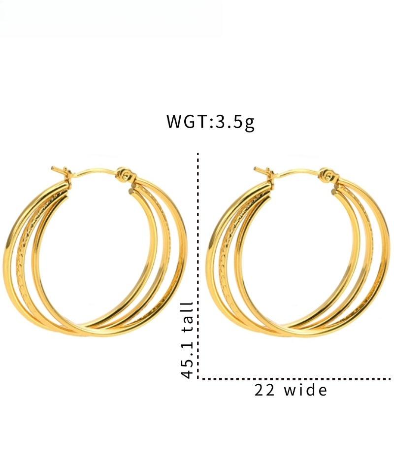 Gold Stainless Steel Earrings Light Luxury Premium Exaggerated Plain Ring Earrings