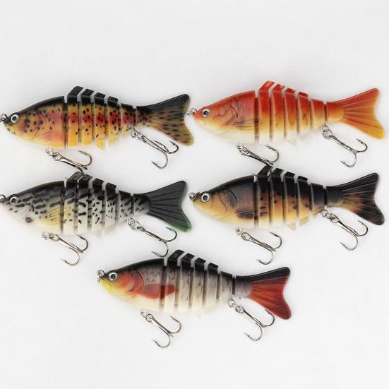 5Pcs Bionic Swimming Baits with Treble Hooks Realistic Looking Bright