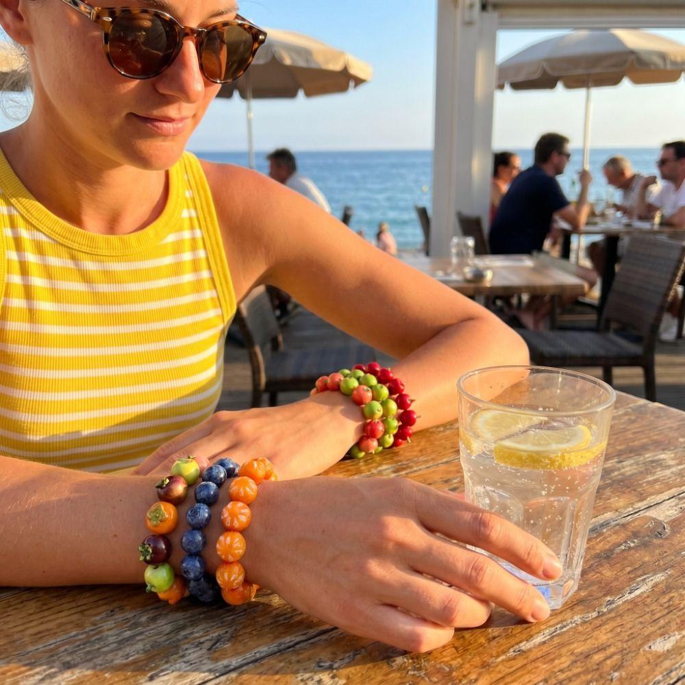 Resin Beads Bracelet Beaded Summer Bohemian Jewelry Simulation Fruit Bracelet Vacation Accessories