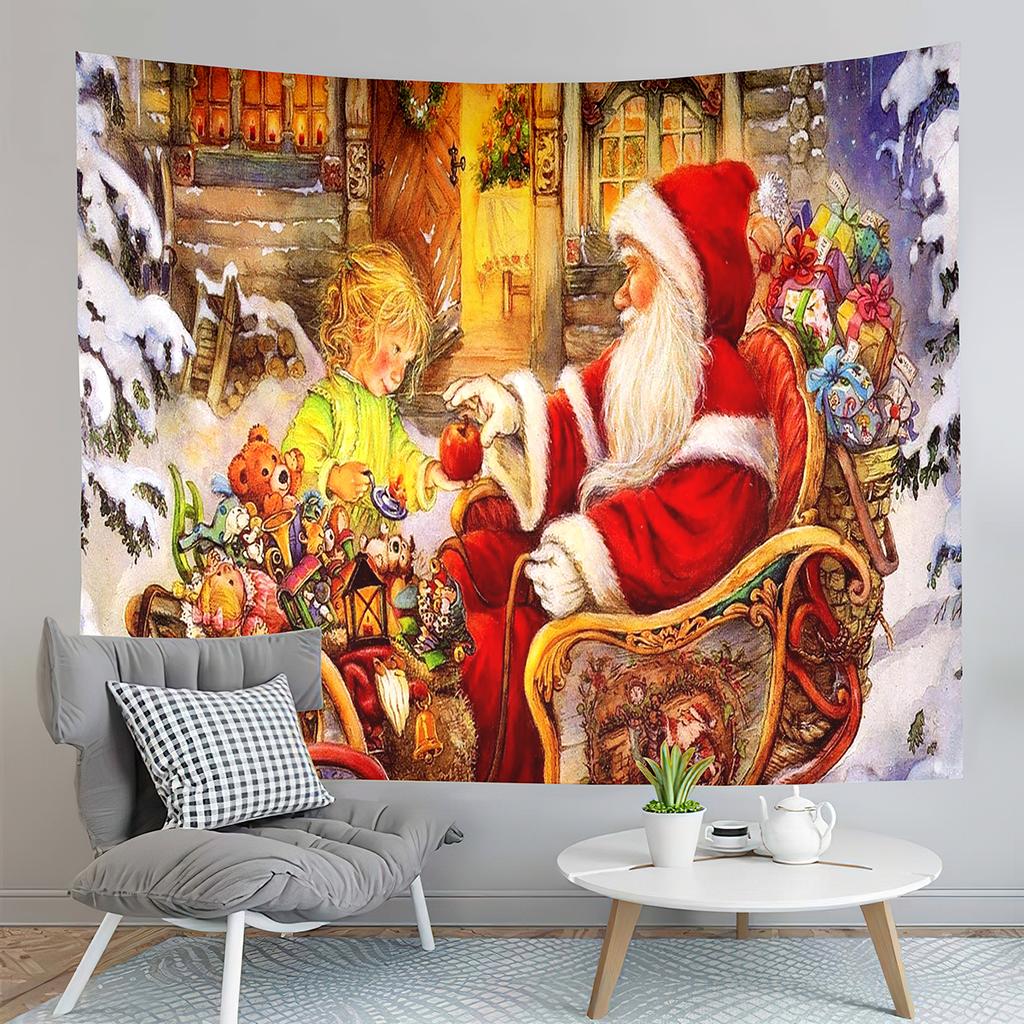 Christmas Tree Tapestry with Lights,Holiday Party Tapestry Wall Hanging Tapestries Gifts for Xmas Decor,Birthday and Room Decor