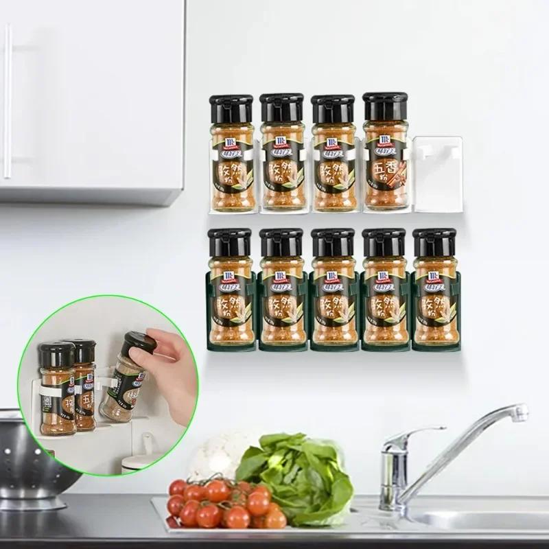 2024 New 1PCS Kitchen Wall Mount Spice Storage Rack Cupboard Door Seasoning Bottle Storage Rack Home Storage Tools Kitchen