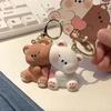 Cartoon Bear Couple Magnetic Keychain Set Resin Love Themed Keyring for Couples and Friend Bag Decoration Accessories