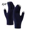 Skiing Snowboard Winter Gear Knitted Touchscreen Gloves for Women Men, Warm Five Finger Gloves, Elastic Ribbed Cuff Hand Warmers Thermal Cold Weather