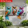 2D Flat, 1pc, Bohemian Style Three Owl Metal Wall Art Decoration, Courtyard, Living Room And Bedroom Outdoor Fence Decoration